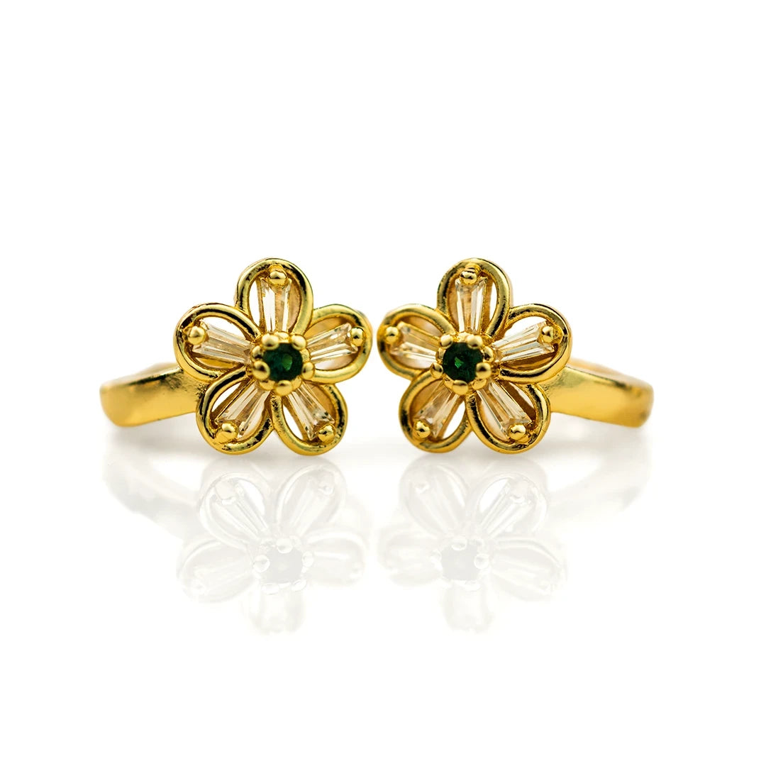 Aretes flor en oro laminado - Gisella