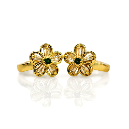 Aretes flor en oro laminado - Gisella