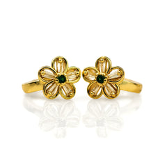 Aretes flor en oro laminado - Gisella