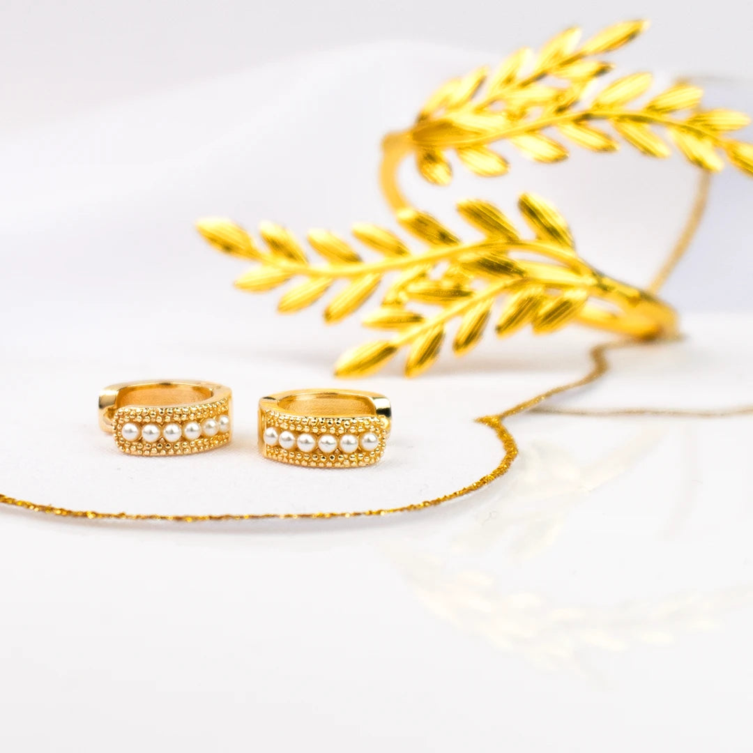 Aretes perla en oro laminado - Abigail