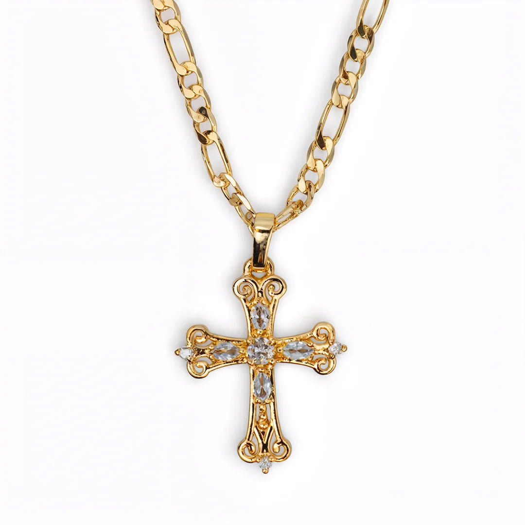 Cadena Cruz en oro laminado - Aurora